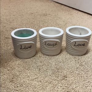 3 small candle holders